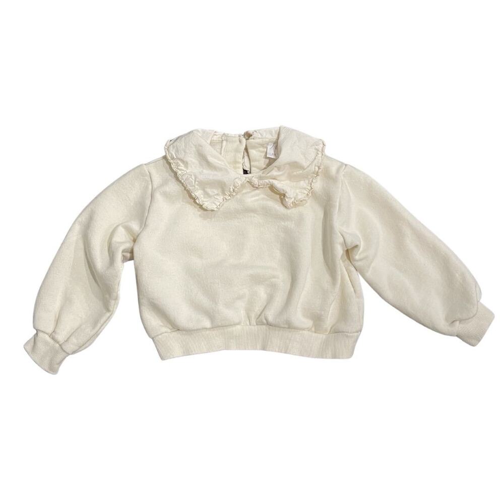Zara Kids Toddler Sweatshirt Scallop Lace Collar Size 3-4 Pan collar Kidscore